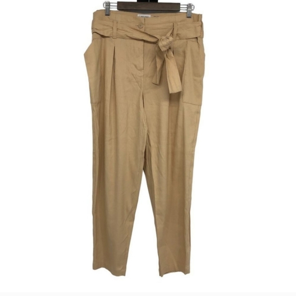 NWT Calvin Klein Tan Paperbag Trousers size 14 - Picture 4 of 6